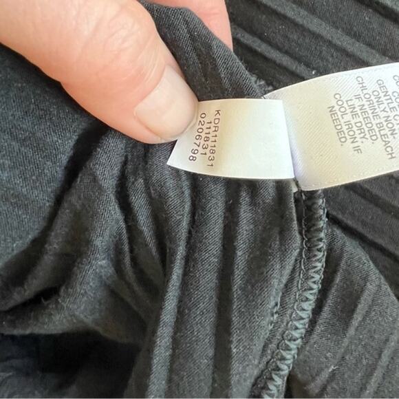 NWT J. Jill Black Pleated Drawstring-Waist Knit Dress 3/4 Sleeve Stretch Knit - Picture 12 of 14